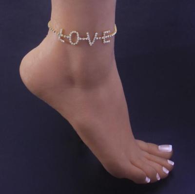 China New CLASSIC Shining LOVE Anklet Letter Initial Anklet Bracelet Women Jewelry Gift Rhinestone LOVE for sale