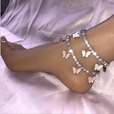 China Wholesale CLASSIC Shiny Crystal Anklet Jewelry For Women Butterfly Anklet Chain Summer Beach Foot Dangle Chain for sale