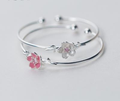 China Hot Selling CLASSIC Korean Fashion New Flower 925 Sterling Silver Bracelet For Girls for sale