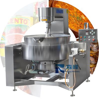 China Industrial Vegetable Processing Plant Hot Sauce Jacket Kettle With Blender Tomato Sauce Cooking Blender Machine Sauce Cooking Blender for sale