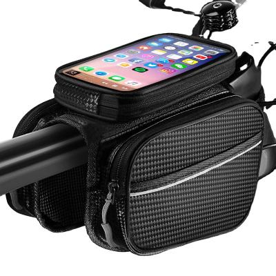 China Water Phone Storage Bike Phone Storage Front Frame Bag Waterproof Bicycle Accessory Bag Cycling Tube Top Bag for sale