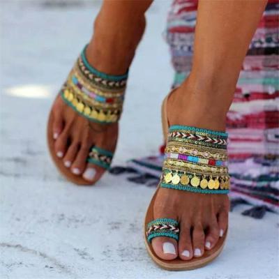 China Fashion Anti-Slip Women Shoes Greek Style Boho Flip Flop Sandals Handcrafted Handcrafted Slides Sandals for sale