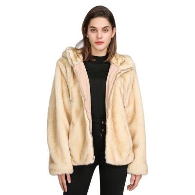 China Plus Size Customized Warm Hooded Ladies Plus Size Women Winter Jacket Faux Fur Coat for sale