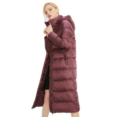 China Wholesale Fashion Warm Light Hooded Women's Winter Coat Long Down Jacket Clothes for sale