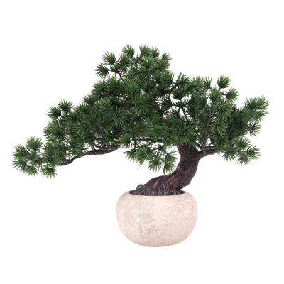 China Art Decor Wholesale mini small potted cedar bonsai plastic artificial indoor tree for home decoration for sale