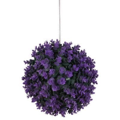 China Art Decor Cheap Price Artificial Grass Topiary Ball Plastic Purple Grass Ball For Wedding Decor for sale