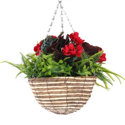 China Decotation Home Making Flower Pot Artificial Flower Planter Plastic Hanging Basket For Wedding Garden Decoration for sale