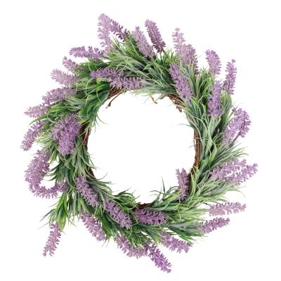 China Home Decorative Wreath Lavender Wedding Decotation Artificial Flowers For Door Green Wreath for sale