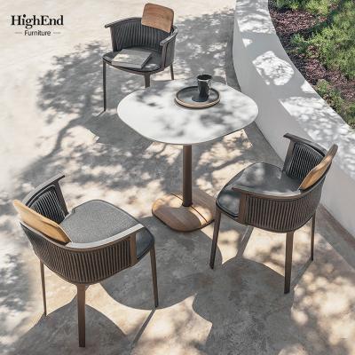 China Foshan Garden Patio Furniture Modern High End Dining Table And Chairs Outdoor Table And Chairs Set For Cafe And Restaurants for sale