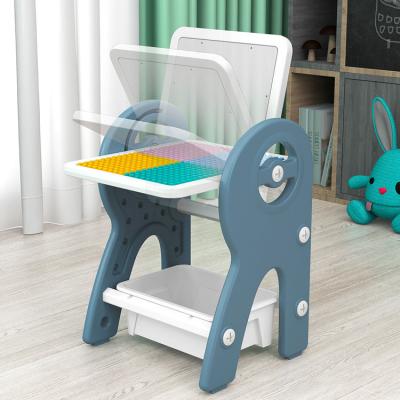 China Large Educational Toy Multifunctional Baby Educational Building Block Study Table And Chair for sale