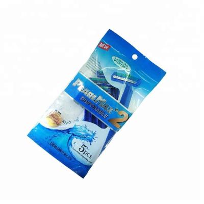 China Twin Blade Pearlmax Design New Lubricating Handle Cheap Disposable Plastic Twin Blade Strip Razor Disposable Razor for sale