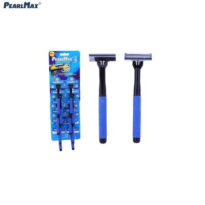 China Pearmax wholesale price triple blade triple razor, 3 blade disposable razor, razor triple blade with lubricating strip for sale