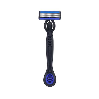 China Six Blade PearlMax Perfect Shaves New For Men Disposable Six Handle Man's Blue Stylish Rubber Blade Razor With Lubrication Strip for sale