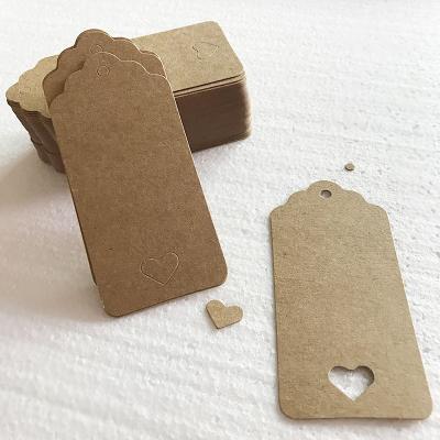 China 500Pcs Sustainable DIY Paper Packaging Tags Price Hang Tag Kraft Gift Brown Rectangle Heart Label Luggage Wedding Note Blank for sale