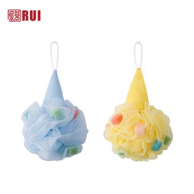 China EXFOLIATE 32g Customized Ice Cream Bath Soap Balls Soft Exfoliating Mesh Sponges Body Scab Buddy Shower Puffs for sale