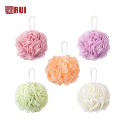 China EXFOLIATE Ready to Ship 50g Exfoliating Loofahs Breath Bathing Soft Shower Mesh Net Scrubs Balls Body Cleansing Sponges for sale