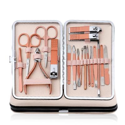 China Professional Durable Disposable Toe Men Care Pedicure Manicure Kit De Cutter Tool Stainless Steel Finger Nail Clipper Pink Set for sale