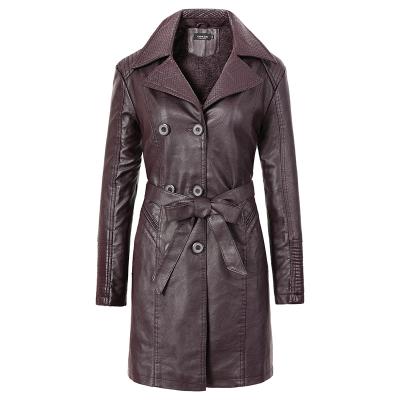 China 2021 Ladies Durable PU Leather Jacket With Long Velvet Direct Selling Leather Coat for sale