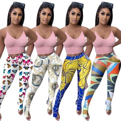 China 2021 Fall Breathable Clothing For Women Split Fashion Print Sweatpants Plus Size Trousers Gaiters for sale