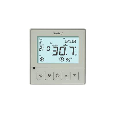 China Bandary Seven Day 4periods Programmable 24V 2A 0-10 Output 2 Pipe Home Room Programmable Digital Cable Adjustable Cooling Heating Thermostat for sale