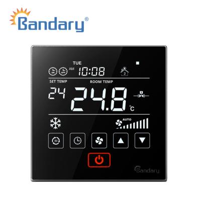 China large 4periods 220V Bandary FC261C touch screen room thermostat modbus 3 speed fan seven day programmable coil for sale