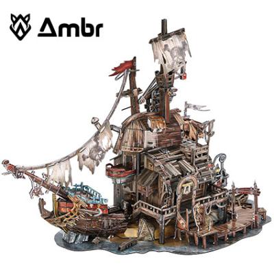 China DIY 3D TOY Puzzles For Desktop Cool Decorations Shipwreck Shipwreck Tortuga Pirate Bay Pirate Educational Toy for sale