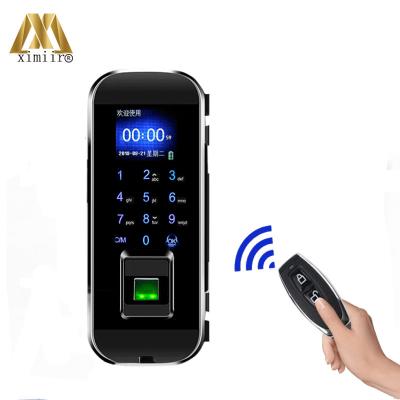 China 1 XM-100 Glass Door Lock With Card Password Access Control TFT Screen Fingerprint Smart Keyless Password Biometric Door Lock for sale