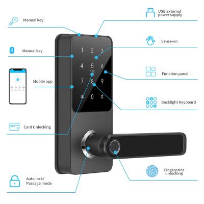 China Wifi Function Lock Fingerprint Password Sim Card Mobile Phone Control GM/M Door Lock Style Zinc Alloy Smart Luxury Black Master School for sale