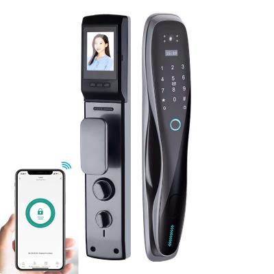 China APP 304 Stainless Steel Fingerprint Lock Electronic Biometric Security Smart Door Lock With Password Key IC Card Unlock With Camera for sale