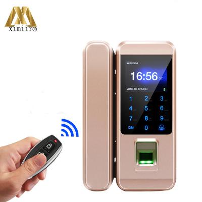 China 1000 New Arrival XM-300A Fingerprint Glass Door Lock Remote Control, Card, Password, Fingerprint Door Lock Frameless Glass Door Lock for sale