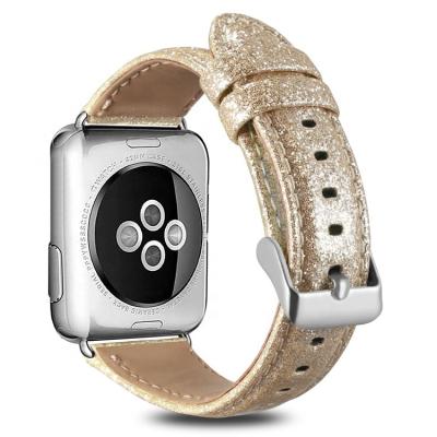 China Water Resistant For Apple Watch Band Series 6 Glitter Bling Leather Replacement Strap Strap For Apple iWatch Band for sale