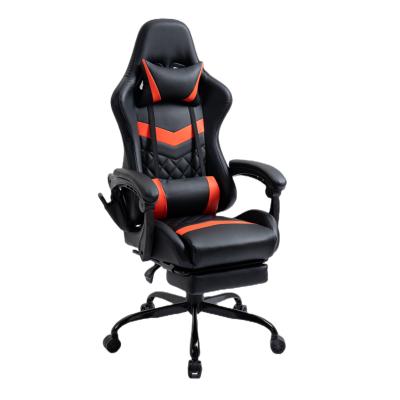 China Free Sample PC Swivel Desk Racing Computer Gamer Reclining Leather Gaming Chair With Footstool for sale