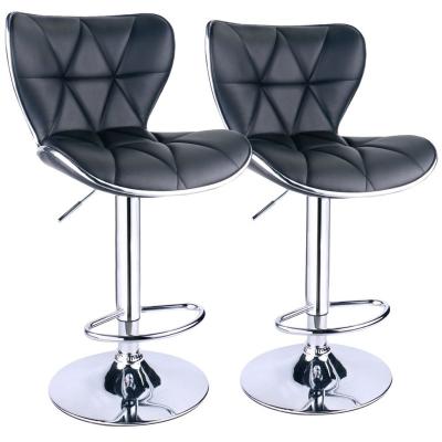 China Modern Hot Sale Chrome Steel Base Black Bar Stools Bar Chair Luxury Umpire Chair For Bar Table Living Room Furniture for sale