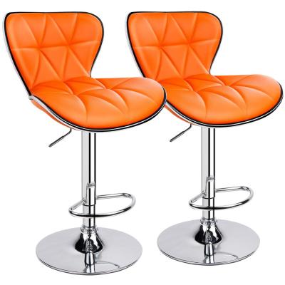 China Modern Hot Sale PU Bar Stools Bar Chair Colorful Orange Leather Umpire Chair For Bar Table Home Furniture for sale