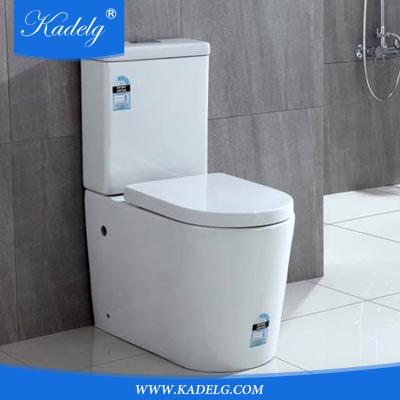 China Double-flush S TRAP or P TRAP WELS WATERMARK Seat Soft Narrow Wall Faced Ceramic Two Piece Toilet Suite for sale