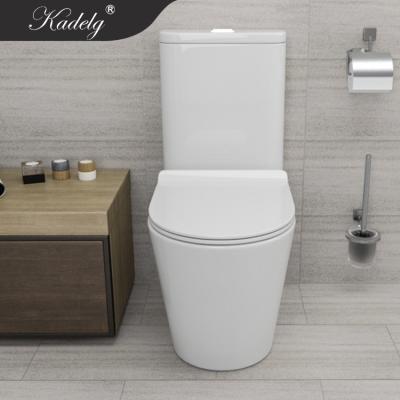 China Austalian Standard Double-flush Rimless Two Piece Toilet With Slim Cover Seat for sale