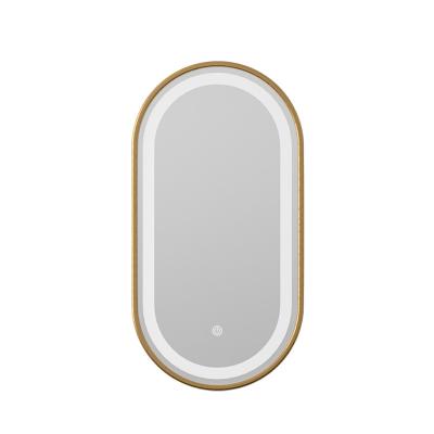 China New Salon Magnifying Recommending Mirror with LED Lights for Wall Integral Wholesale for Barber Station Metal Frame Gold and Black for sale