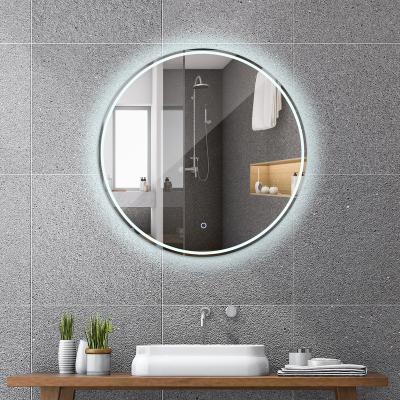 China Magnifying Makeup Acrylic Mirrors with Round Shape Wall Mount Smart Mirrors with LED Lights for Bathroom or Bedroom for sale