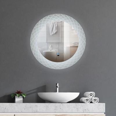 China Luxury Magnifying Wall Mirror for Hotel and Home Decoration Acrylic Engraving Art Mirrors with LED Lights for sale