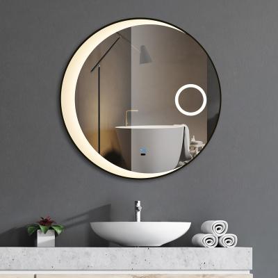 China Magnifying Crescent Mirror Wall Mount Framed Mirrors with Magnifier for Apartment and Hotel Bathroom for sale