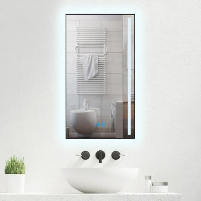 China Digital LED Magnifying Mirror For Apartment Bath Narrow Aluminum Framed Mirrors With Lights And Touch Sensor for sale