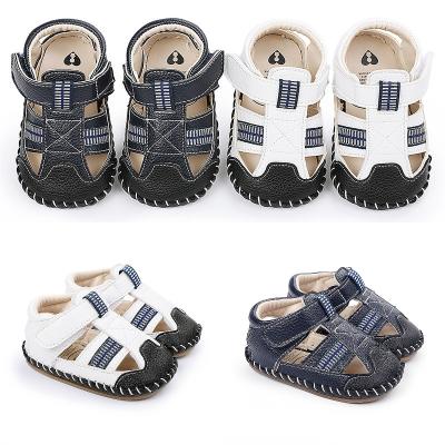 China Hot Sale Baby Flat Sandals Designers Summer Leather Walking Shoes Baby Boy Unique Soft Rubber Sandals in11-13cm for sale