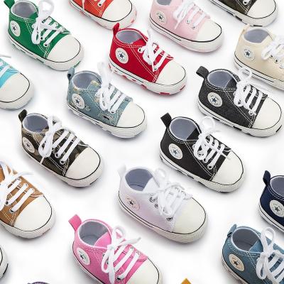 China Selling Amazon Amazon Baby Walking Shoes Classic Multicolor Unique Soft Warm Flat Baby Casual Canvas Shoes for sale