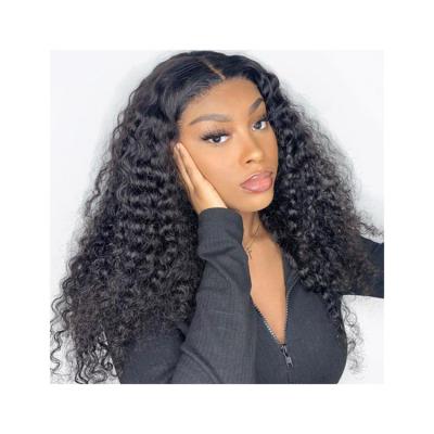 China Creative Knotless Black Lace Front Human Hair Braided Deep Wave Design 13*6 Hd Wig for sale