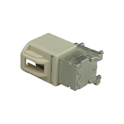 China Tipo de conector mini Fakra PCB/panel montado en ángulo derecho a través del agujero Código B blanco en venta