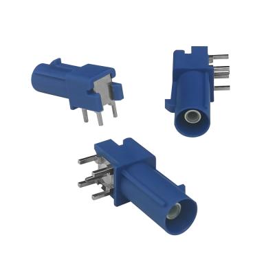 Κίνα FAKRA PCB Connector C Code Rignt Angle τύπου Μπλε Χρώμα Για Αμαξοκίνητη Αεροπορική Αντένα προς πώληση