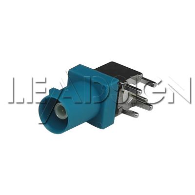 中国 Fakra Code Z Water Blue Right Angle PCB Connector for Infotainment Systems 販売のため