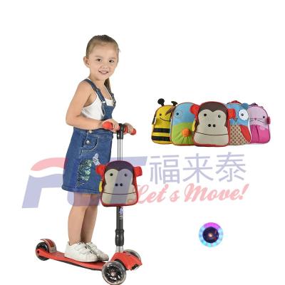 China New PU Children 4 Wheel Folding Kick Scooter With Best Cartoon Lunch Bag for sale