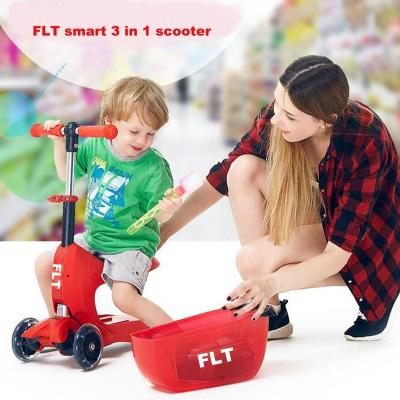 China PU Well Design New Foldable Kids Scooter 3 In 1 With Comfortable Seat And Storage for sale