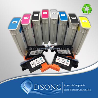 China COMPATIBLE Replacement Eight Colors Set Ink Cartridge and Printhead For HP Designjet Z3100/Z2100/Z3200/Photosmart Pro B9180 For HP70 Ink for sale